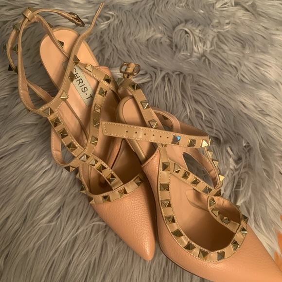 Dusty rose high heels size 8 1/2 with gold studs - Picture 3 of 7